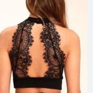Lulu's Black Lace Halter Top